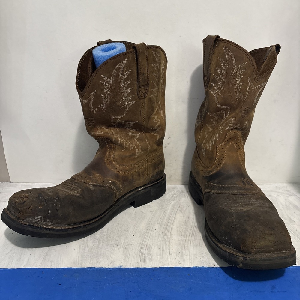 Ariat Western Boots Men 10D Brown Cowboy Ranch Worn